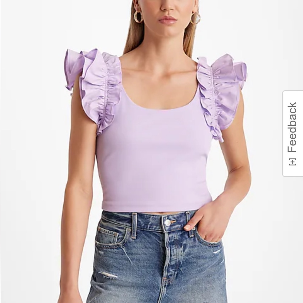 NWT Express Edit Lavendar Ruffle Sleeve Body Contour Top, Size M